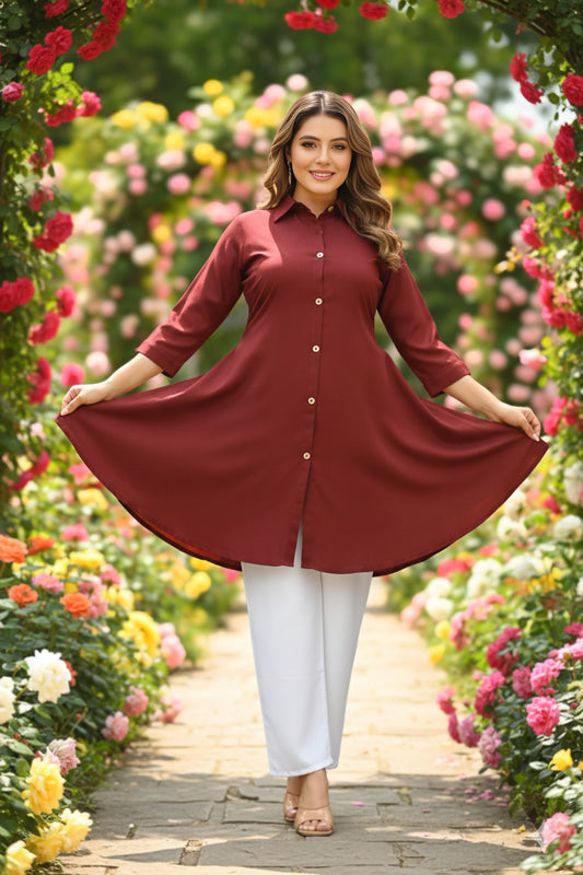 Women's Rayon Top with White Palazzo