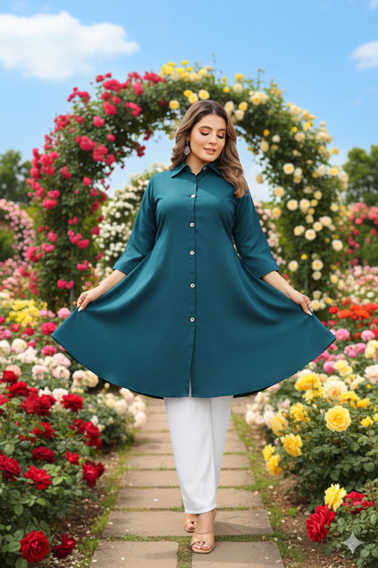 Women's Rayon Top with White Palazzo