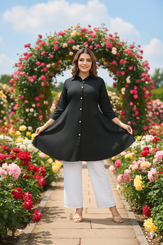 Women's Rayon Top with White Palazzo