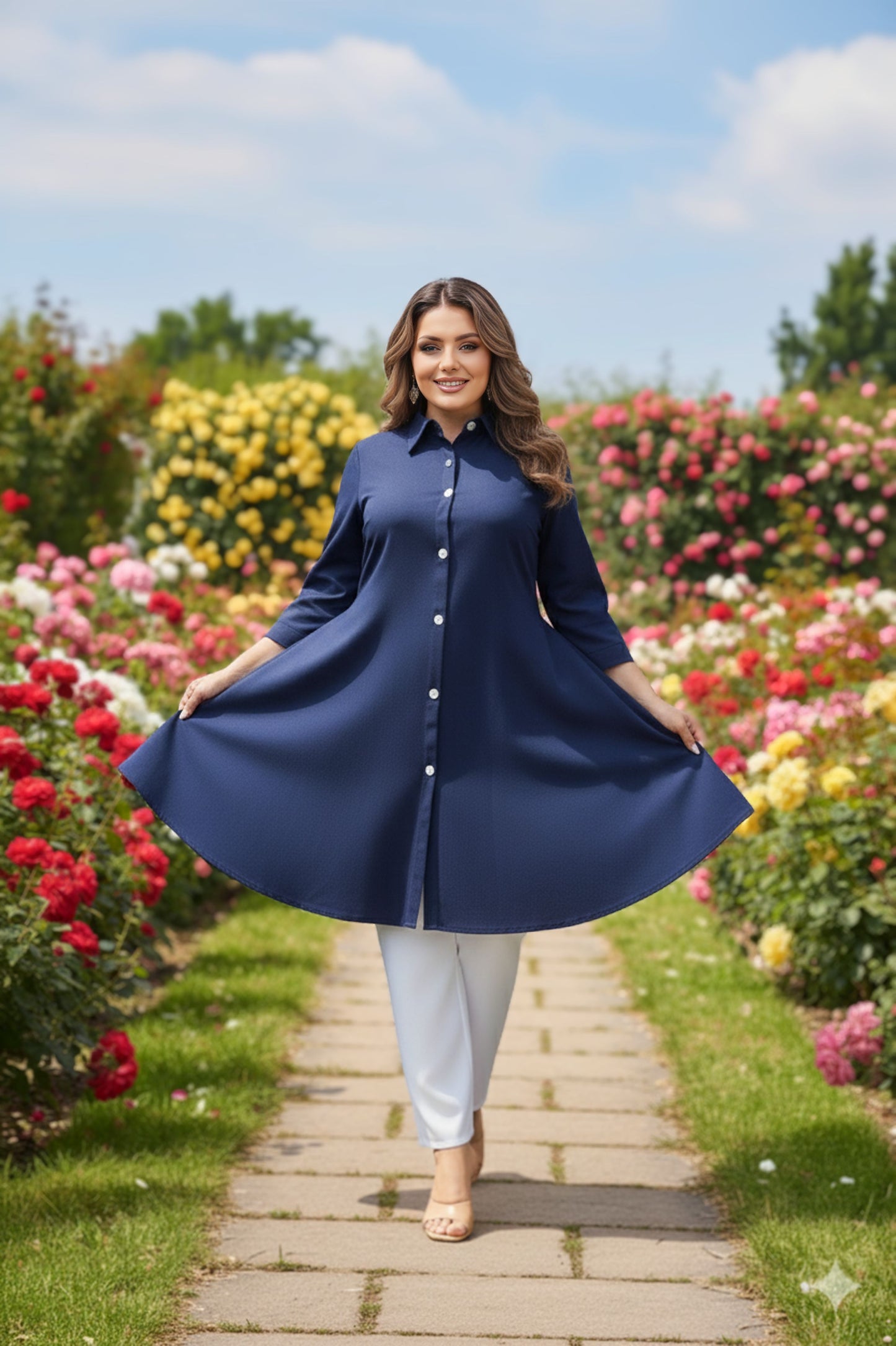 Women's Rayon Top with White Palazzo