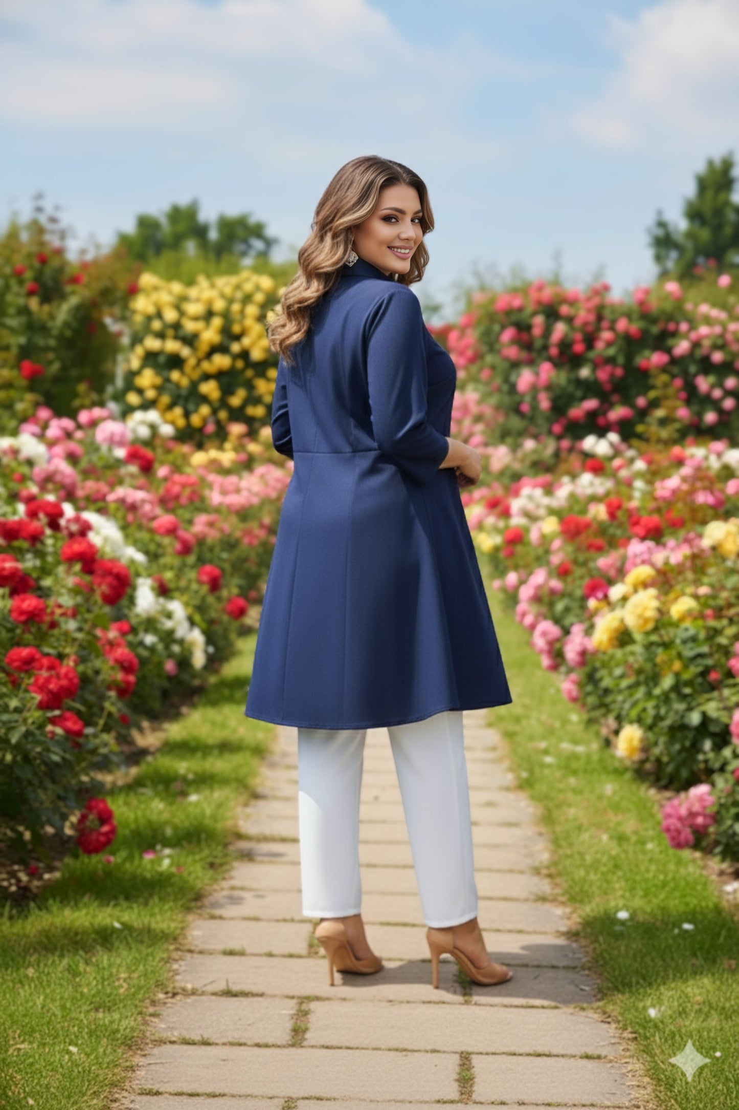 Women's Rayon Top with White Palazzo