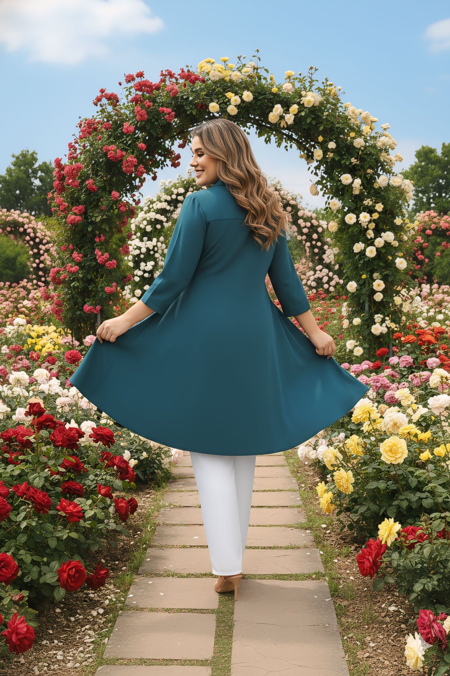 Women's Rayon Top with White Palazzo