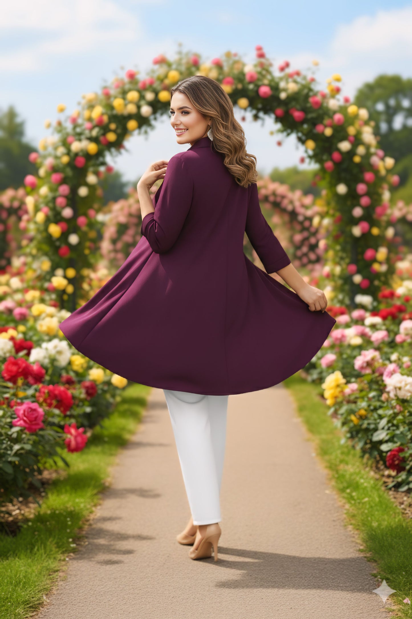 Women's Rayon Top with White Palazzo