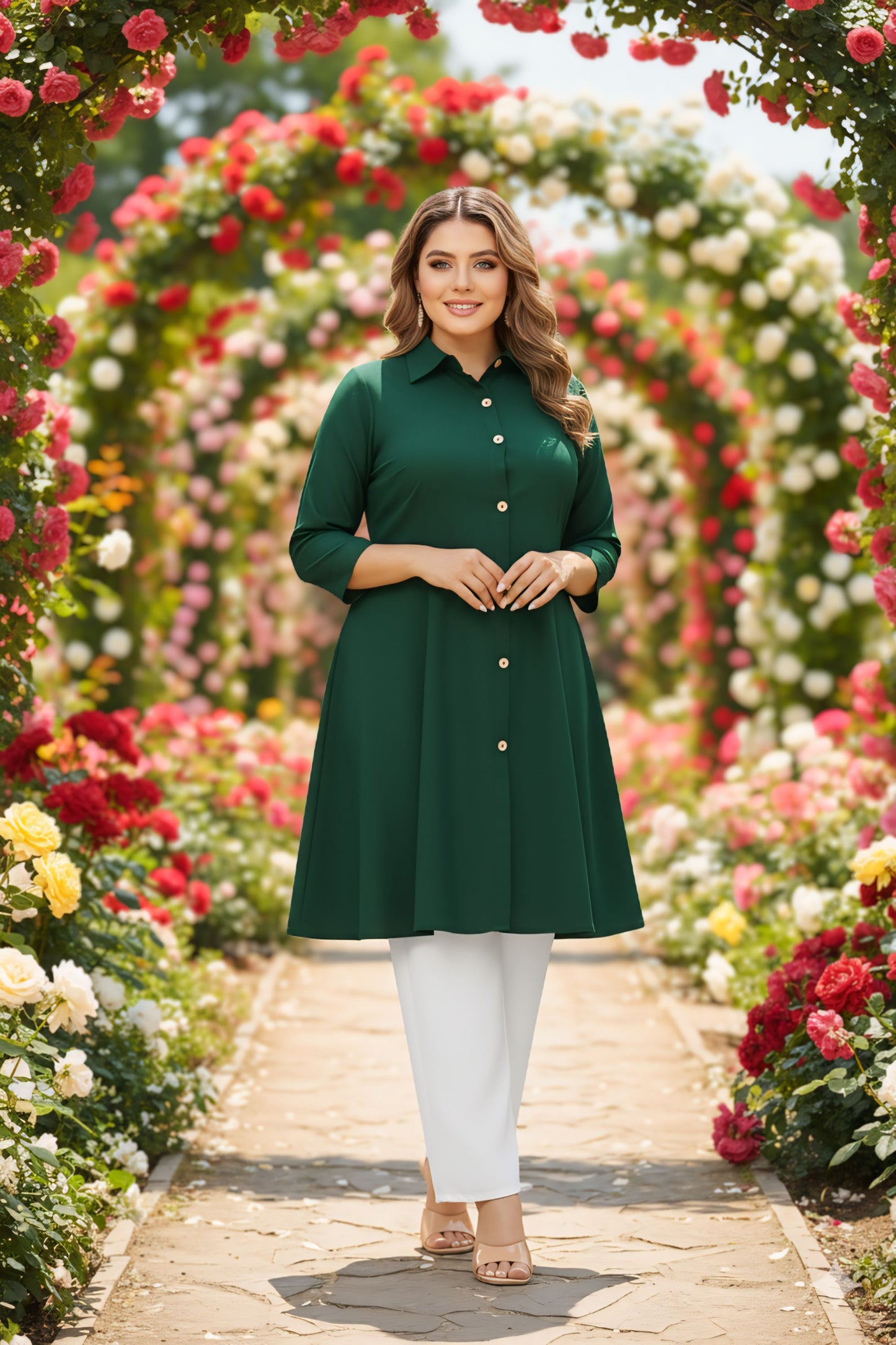 Women's Rayon Top with White Palazzo