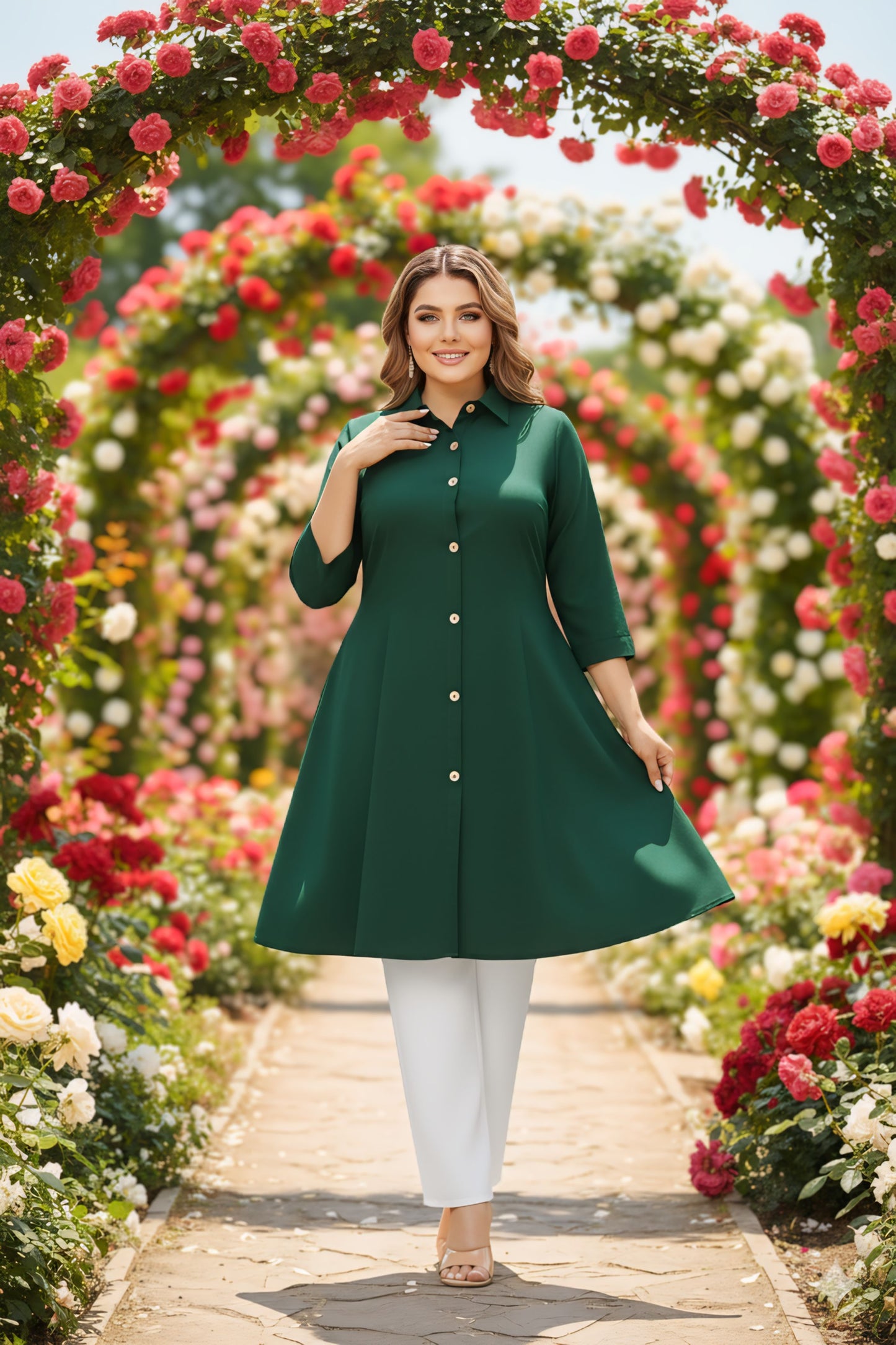 Women's Rayon Top with White Palazzo