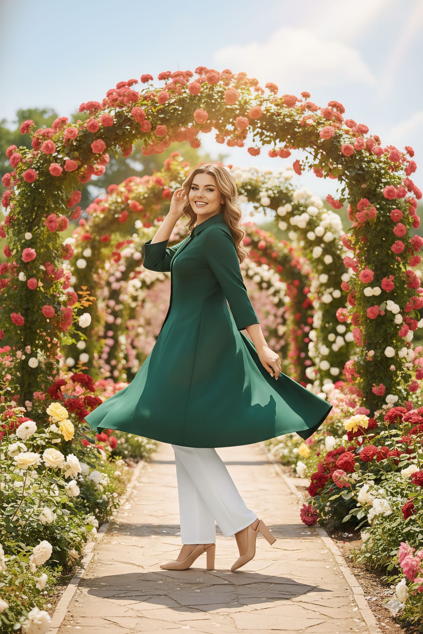 Women's Rayon Top with White Palazzo