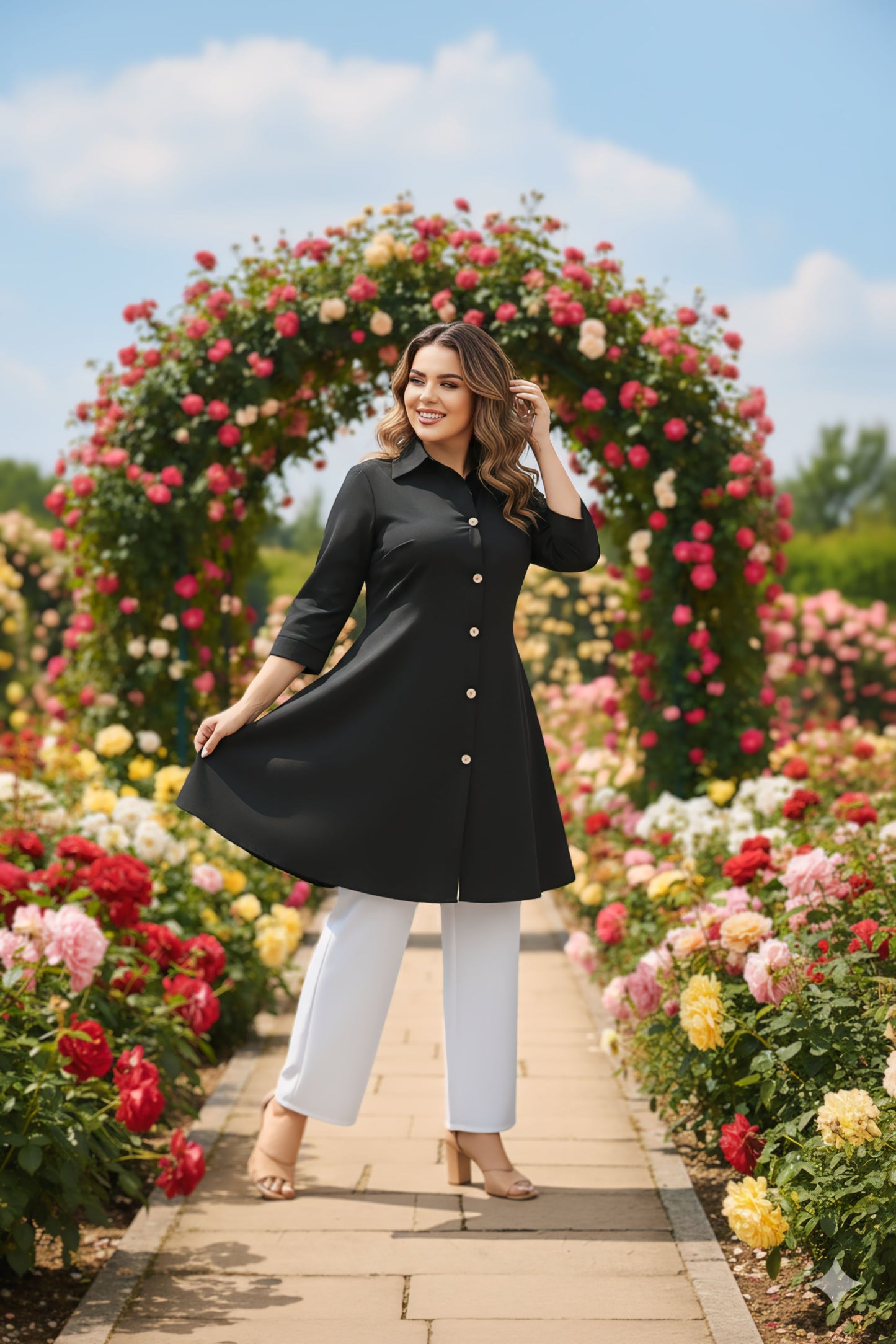 Women's Rayon Top with White Palazzo