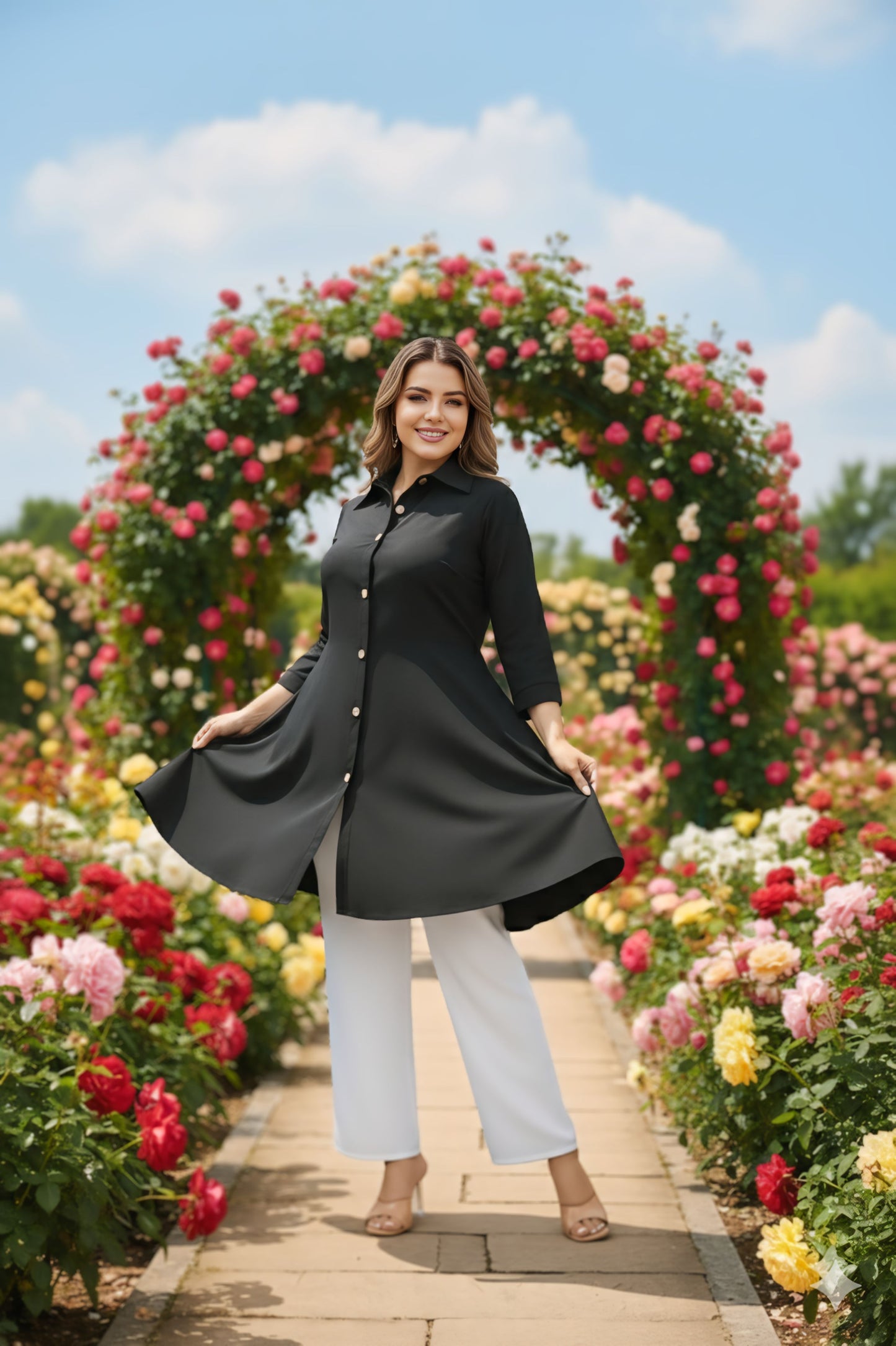 Women's Rayon Top with White Palazzo