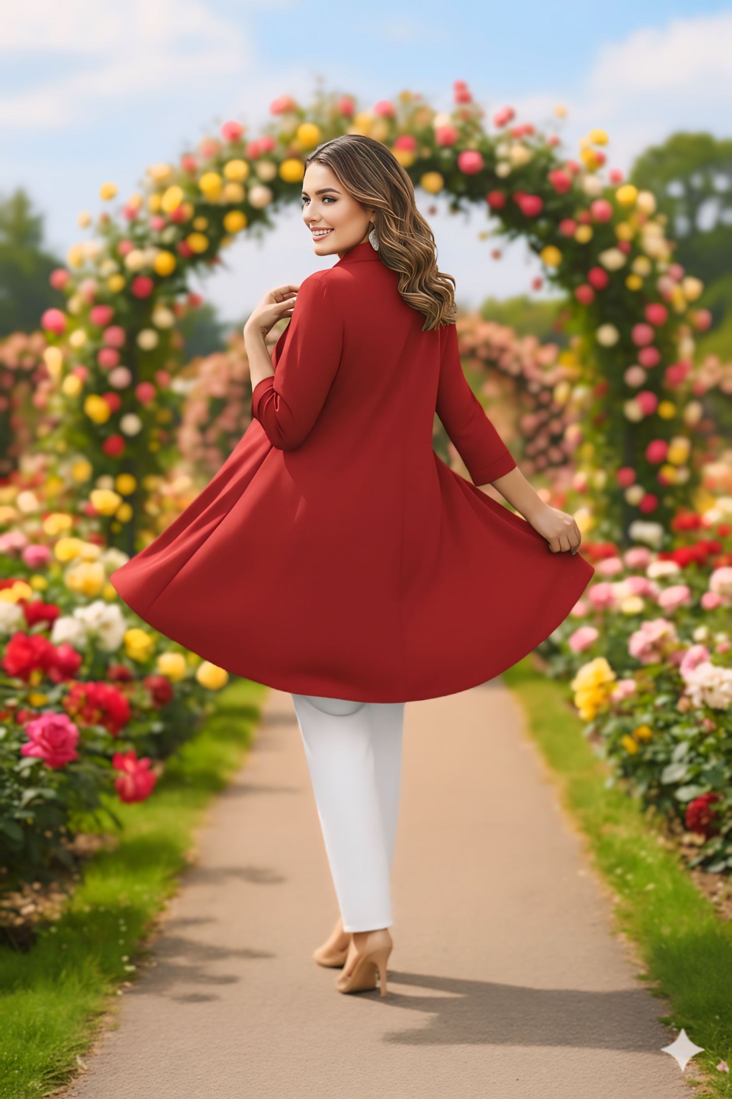 Women's Rayon Top with White Palazzo